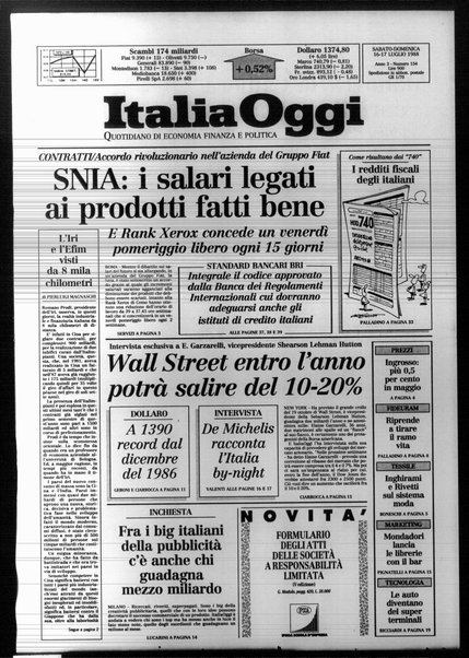 Italia oggi : quotidiano di economia finanza e politica